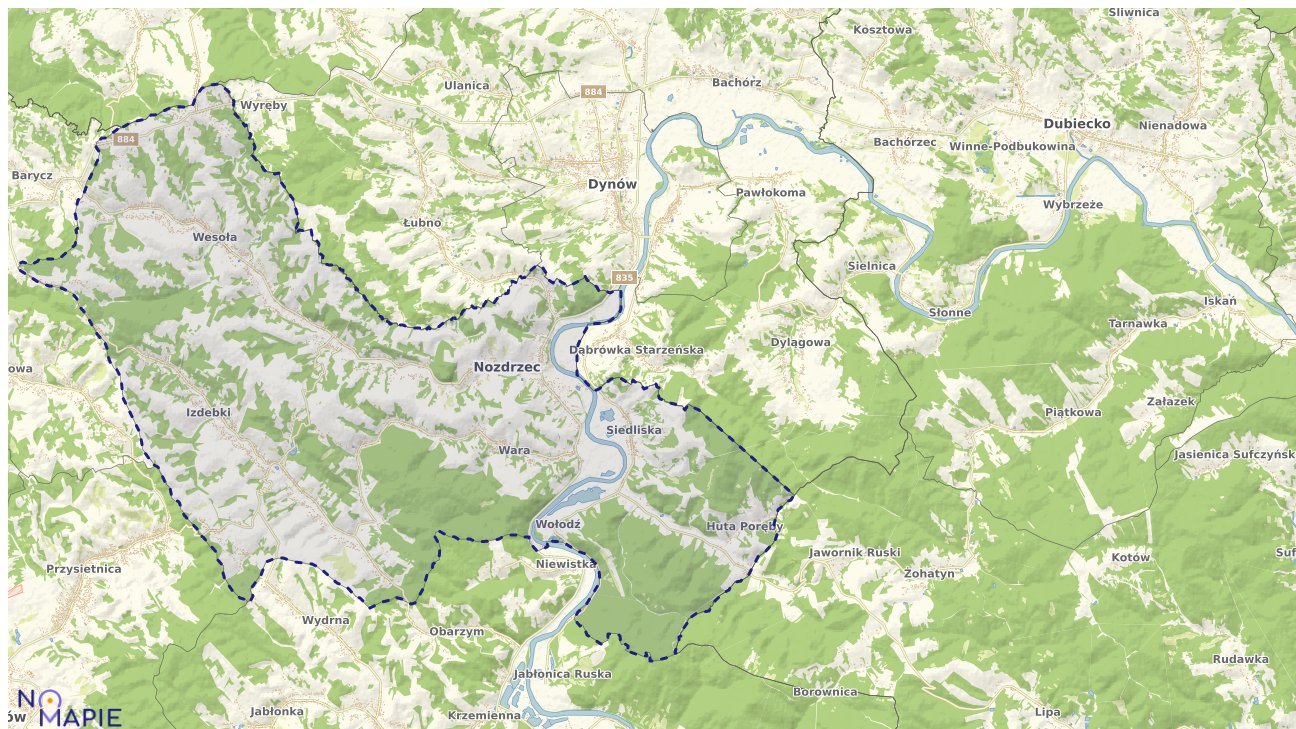 Mapa obszarów ochrony przyrody Nozdrzca